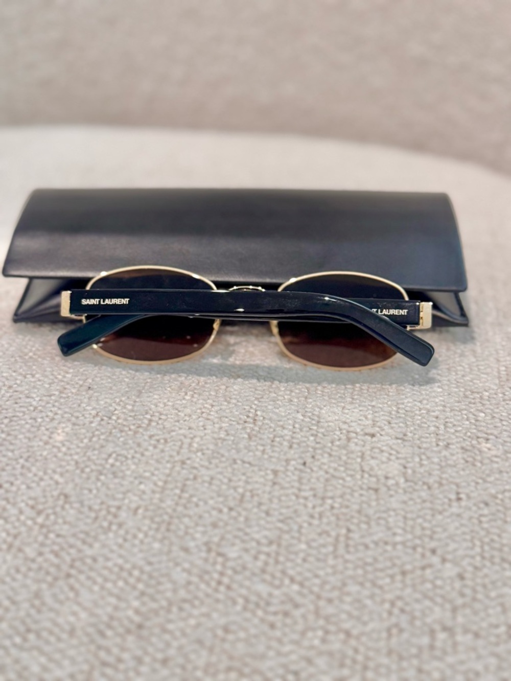Yves Saint Laurent Gold Frame Sunglasses with Brown Lenses and Black Temples - Picture 6 of 12